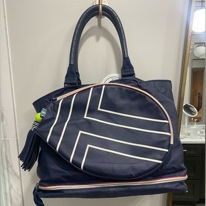 Tory Burch navy tennis bag.